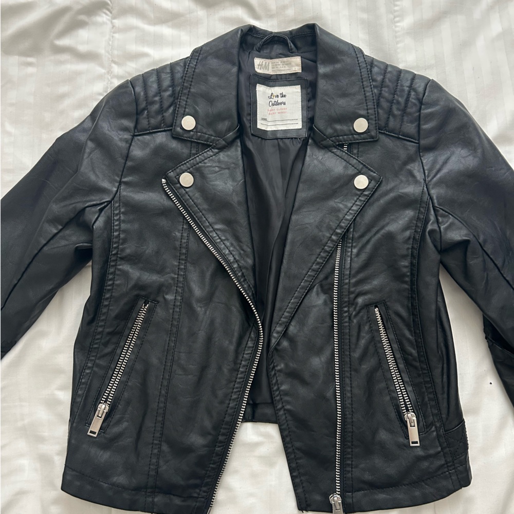 H&M girls leather jacket 10-11y